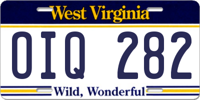 WV license plate OIQ282