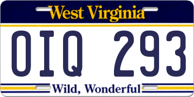 WV license plate OIQ293