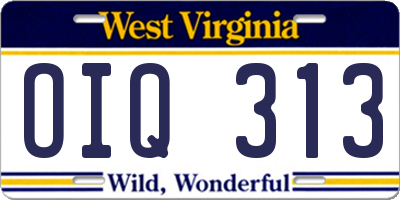 WV license plate OIQ313