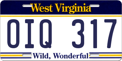 WV license plate OIQ317