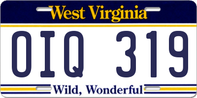 WV license plate OIQ319