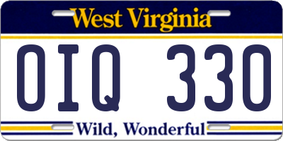 WV license plate OIQ330