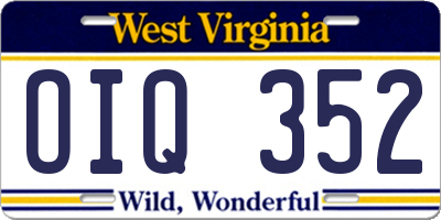 WV license plate OIQ352