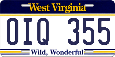 WV license plate OIQ355