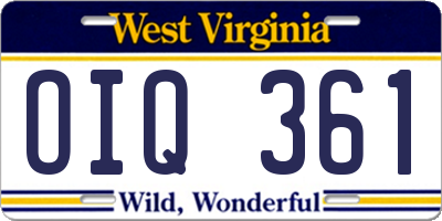 WV license plate OIQ361