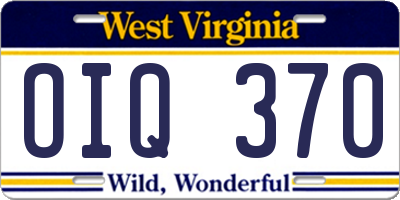 WV license plate OIQ370
