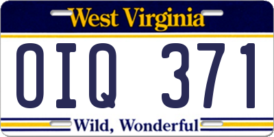 WV license plate OIQ371