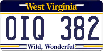 WV license plate OIQ382