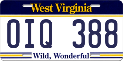 WV license plate OIQ388