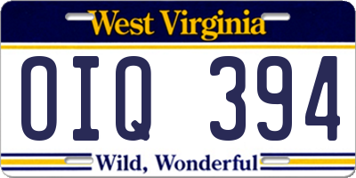 WV license plate OIQ394