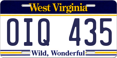 WV license plate OIQ435