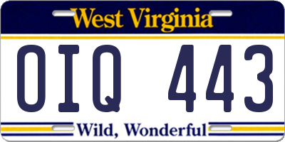 WV license plate OIQ443