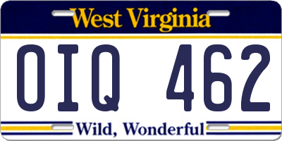 WV license plate OIQ462