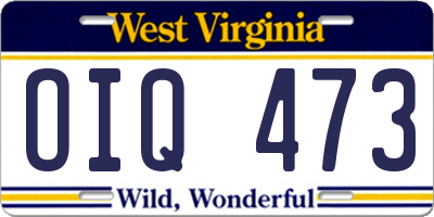 WV license plate OIQ473