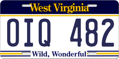 WV license plate OIQ482