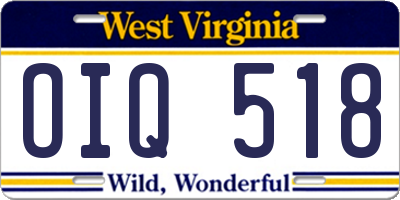 WV license plate OIQ518