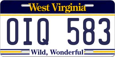 WV license plate OIQ583