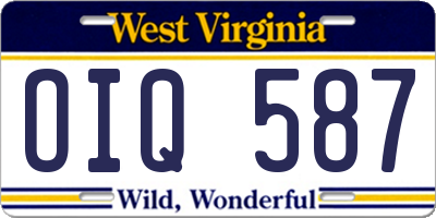 WV license plate OIQ587