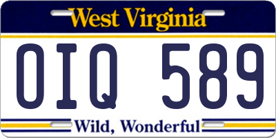 WV license plate OIQ589