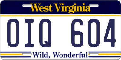 WV license plate OIQ604