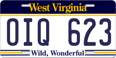WV license plate OIQ623