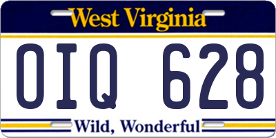 WV license plate OIQ628
