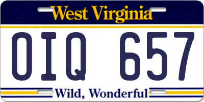 WV license plate OIQ657