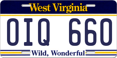WV license plate OIQ660