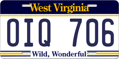 WV license plate OIQ706