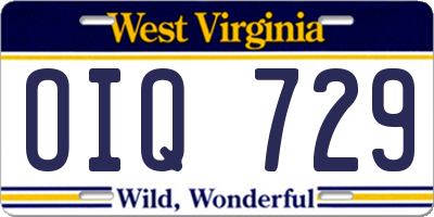 WV license plate OIQ729