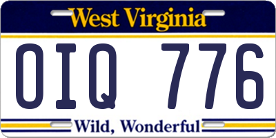 WV license plate OIQ776