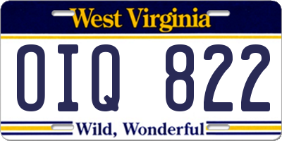 WV license plate OIQ822