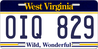 WV license plate OIQ829