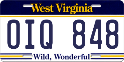 WV license plate OIQ848