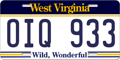 WV license plate OIQ933