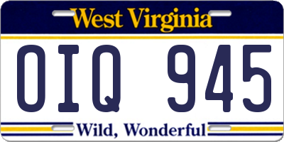 WV license plate OIQ945