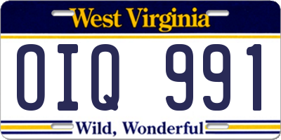 WV license plate OIQ991