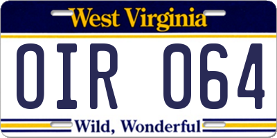 WV license plate OIR064