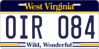 WV license plate OIR084