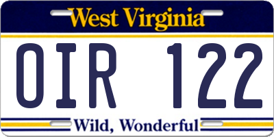 WV license plate OIR122
