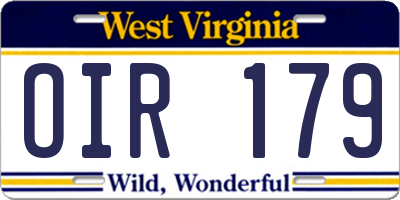 WV license plate OIR179