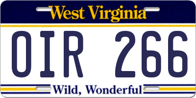 WV license plate OIR266
