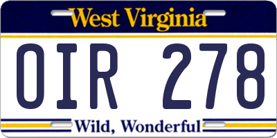 WV license plate OIR278