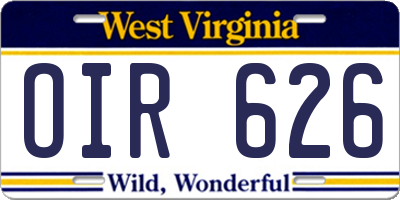 WV license plate OIR626