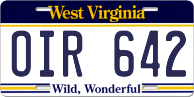 WV license plate OIR642