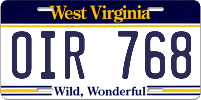 WV license plate OIR768