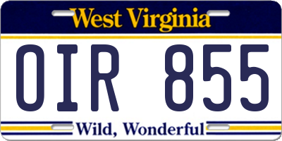 WV license plate OIR855