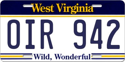 WV license plate OIR942