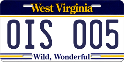 WV license plate OIS005