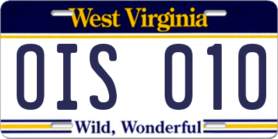 WV license plate OIS010